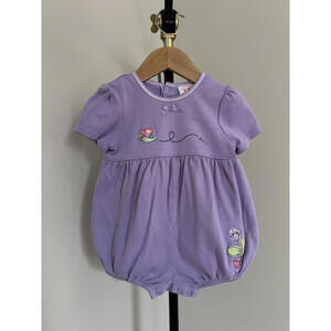 Vintage Carter’s Purple Bubble Romper – Butterfly & Snail Embroidery – 12-18M